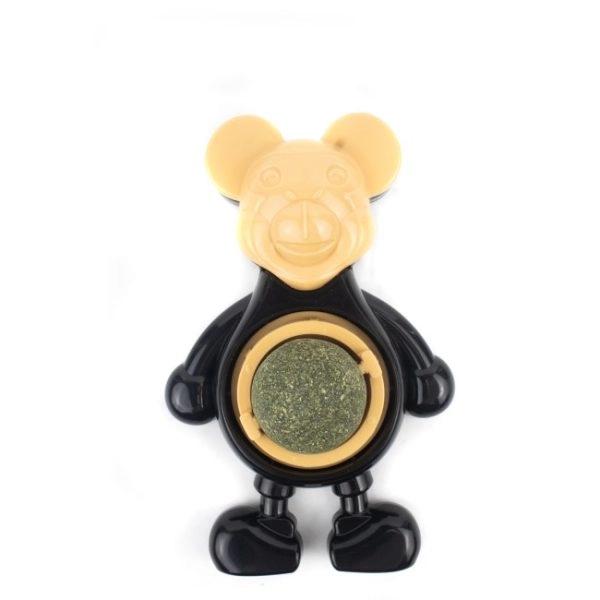 Imagen que muestra el producto Juguete Raton Con Catnip  Para Mascotas. Juguete con diseño de ratón, cuenta con bola de catnip en el medio y caramelo en la parte superior. Material: Plástico, catnip, caramelo para gatos. Color: Negro Disponible: Razas pequeñas.