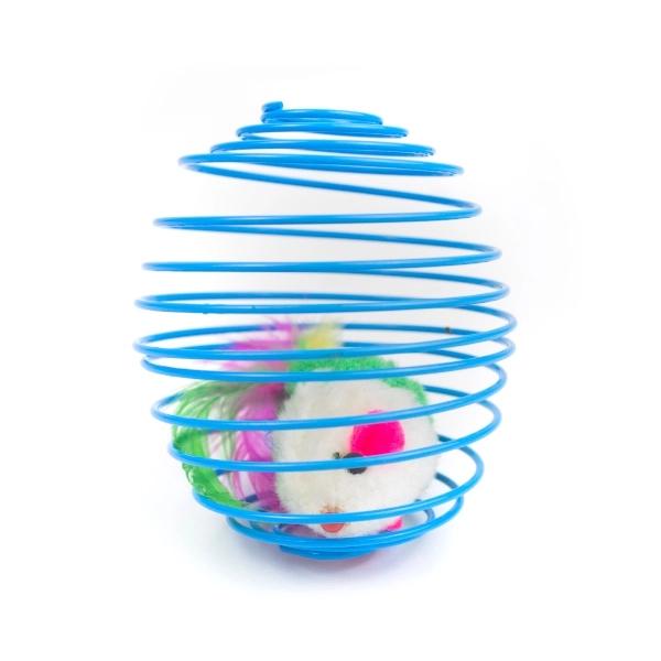 Imagen que muestra el producto Pelota Plegable Con Ratón Para Mascotas. Pelota de alambre con ratón de felpa. Material: Alambre, Poliéster Color: Disponible: Razas pequeñas