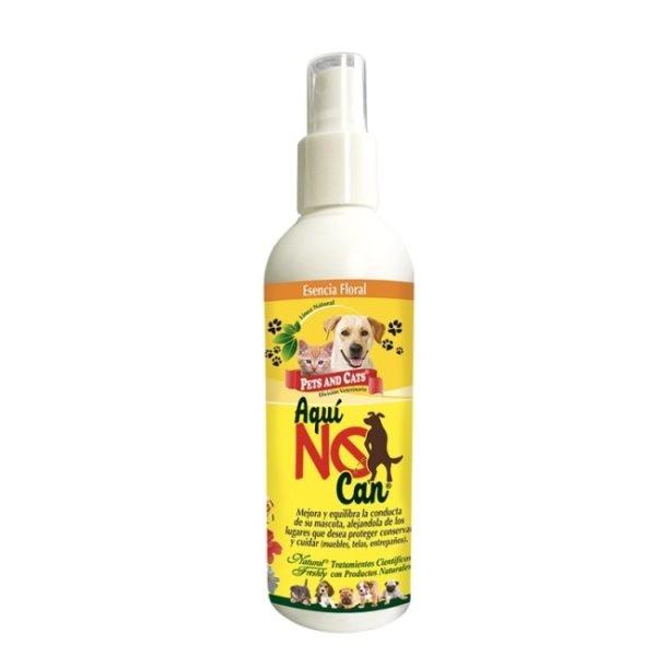 Imagen que muestra el producto Aqui No Can Adiestramiento Spray Natural Freshly 240 Ml. AQUI NO CAN adiestramiento Natural Freshly aleja a su mascota de lugares que desee proteger y conservar. Sirve tanto para orina como para heces. Ingredientes:  Presentación: Frasco x 240 ml. Disponible: Para perros y gatos de todas las razas y edades.