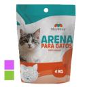 Imagen que muestra el producto Arena Para Gatos Marca Soluble En Agua Limon Y Lavanda. Arena para gatos soluble en agua, en presentación de 4 Kg con un agradable aroma a lavanda o limón.  Bajo en polvo   – Grumo duro y de rápida absorción – Control de olores.