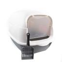 Imagen secundaria del producto Arenera Cubierta Para Mascotas. Arenera cubierta con puerta semi transparente y agujeros de ventilación en la entrada, cuenta con filtro en la parte superior de la tapa. Trae pala. Material: Plástico   Color: Negro, gris, rosado, azul.                                                                                                 Disponible: Razas pequeñas y medianas. Medidas: Largo 50 cm * Ancho 35  cm Alto 35  cm