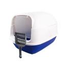 Imagen secundaria del producto Arenera Cubierta Para Mascotas. Arenera cubierta con puerta semi transparente y agujeros de ventilación en la entrada, cuenta con filtro en la parte superior de la tapa. Trae pala. Material: Plástico   Color: Negro, gris, rosado, azul.                                                                                                 Disponible: Razas pequeñas y medianas. Medidas: Largo 50 cm * Ancho 35  cm Alto 35  cm