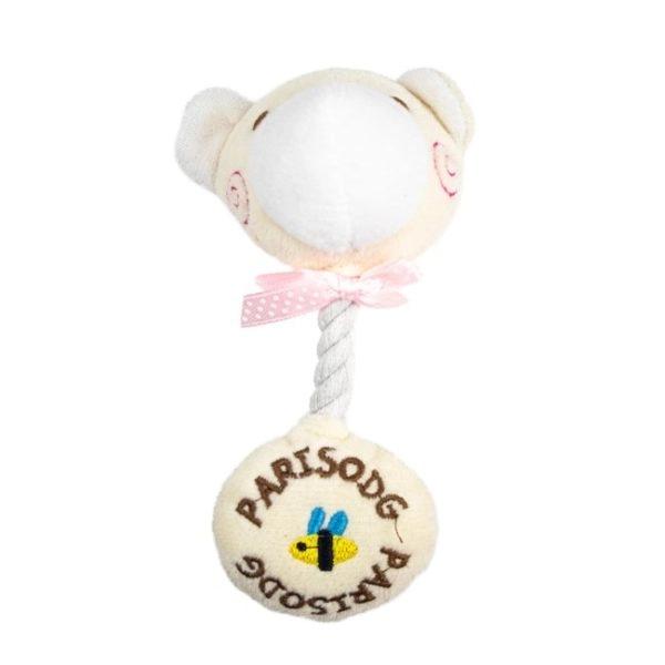 Imagen que muestra el producto Juguete Tela Con Mordaza Para Mascotas. Peluche de felpa con cuerda de mordaza y sonido interno. Material: Poliéster Diseño: Elefante, oso, vaca Disponible: Razas pequeñas