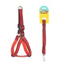 Imagen que muestra el producto Arnés Con Almohadilla Interna Talla S. Arnés con hebilla doble en la parte superior, broche de seguridad y anillos tipo D para fijar la correa. Material: Poliéster, metal Color: Rojo, azul, negro, verde Disponible: Razas medianas Medidas: TALLA S CUELLO 30-41 CM TORSO MIN-MAX 41-53 CM PESO MAXIMO – APROX 5-11 KG, TRAILLA 1,20 CM
