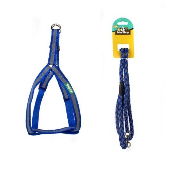 Imagen que muestra el producto Arnés Tejido Reflectivo Con Correa  Talla S. Arnés con correa, cuenta con tejido reflectivo, hebillas ajustables, broche de seguridad y anillos tipo D para fijar la correa. Material: Poliéster, metal     Color: Rojo, naranja, verde, negro, azul                                                           Disponible: Razas pequeñas y medianas Medidas: TALLA S CUELLO 30-41 CM TORSO MIN-MAX 41-53 CM PESO MAXIMO – APROX 5-11 KG, TRAILLA 1,20 CM