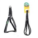 Imagen secundaria del producto Arnés Tejido Reflectivo Con Correa  Talla S. Arnés con correa, cuenta con tejido reflectivo, hebillas ajustables, broche de seguridad y anillos tipo D para fijar la correa. Material: Poliéster, metal     Color: Rojo, naranja, verde, negro, azul                                                           Disponible: Razas pequeñas y medianas Medidas: TALLA S CUELLO 30-41 CM TORSO MIN-MAX 41-53 CM PESO MAXIMO – APROX 5-11 KG, TRAILLA 1,20 CM