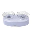 Imagen que muestra el producto Comedero Antirreflujo Para Mascotas. Comedero con sistema antirreflujo, cuenta base y dos tazones. Material: Plástico  Color: Blanco                                                                                                     Disponible: Razas pequeñas. Medidas:  Largo 25cm*Ancho 14cm * Alto 9cm