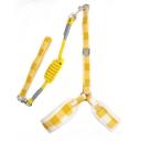 Imagen que muestra el producto Arnes Para Mascotas. Arnés con correa, cuenta con diseño tipo tartán, gancho para ajustar a la medida y anillos tipo D para fijar la correa. Material: Poliéster, metal                                                                                                                 Color: Rosado, azul, verde, café, amarillo.Disponible: Razas pequeñas. Medidas : TALLA S CUELLO 30-41 CM TORSO MIN-MAX 41-53 CM PESO MAXIMO – APROX 5-11 KG, TRAILLA 1,20 CM TALLA M: CUELLO  40-53 CM TORSO MIN-MAX 56-58 PESO MAXIMO – APROX 11-23 KG, TRAILLA 1,20 CM