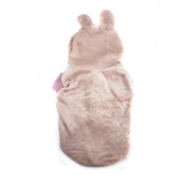 Imagen que muestra el producto Saco Capota Con Orejas Para Mascotas. Material: Poliéster Color: Gris, rosado, azul, beige, café Disponible: Razas pequeñas y medianas.