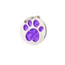 Imagen secundaria del producto Placa De Identificación Redonda Con Huella. Placa de identificación redonda con huella acabado escarchado. Material: Metal Color: Palo rosa, rojo, azul, rosado, morado Disponible: Razas pequeñas y medianas