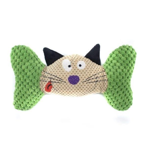 Imagen que muestra el producto Juguete De Tela Caramelo Para Mascotas. Peluche de felpa, cuenta con sonido interno. Material: Poliéster Color:  Azul, rosado, verde Disponible: Razas medianas y grandes.