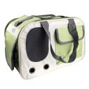 Imagen secundaria del producto Bolso Cargador Para Mascotas. Bolso cargador para mascotas, cuenta con ventanillas al frente y a los costados con malla transpirable, bolsillo y correa doble con soporte en velcro. Material: Poliéster Color: Amarillo, verde, negro Disponible: Razas pequeñas.