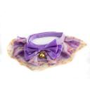 Imagen secundaria del producto Cuello Con Accesorio  Para Mascotas  Talla M. Collar con moño en el centro y cinta de tela ajustable. Talla M. Material: Poliéster Color: morado, rosado, negro, blanco  Disponible: Razas medianas y grandes.