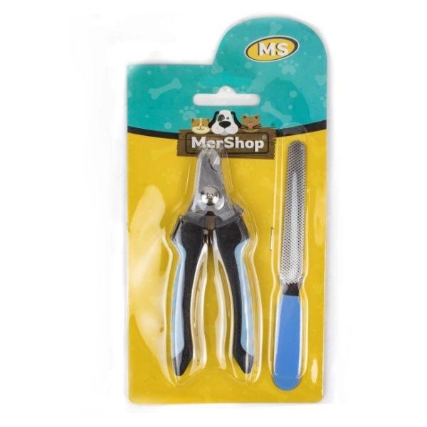 Imagen que muestra el producto Corta Uñas Con Lima Para Mascotas. Corta uñas con mango antideslizante, hojas afiladas y lima para pulir y suavizar la textura de las uñas de sus mascotas. Material: Acero inóxidable y plástico                                                                                                                                 Color. Rojo, azul                                                                                                                                                                                              Disponible: Razas pequeñas , medianas , grandes