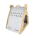 Imagen que muestra el producto Casa Camping Para Mascotas. Casa para mascota fácil de armar, diseño tienda de campaña, cuenta forraje de tela y un tapete en su interior. Material: Cartón comprimido, tela                                                                                                                                                                                                                                                                                                    Color: Disponible en la foto                                                                                                                                                                                                                                            Disponible: Razas pequeñas Medidas: Largo 48cm* Ancho 43cm* Alto 52cm