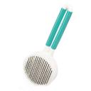 Imagen secundaria del producto Cepillo Cabezal Redondo Para Mascotas. Cepillo con cabeza redonda, cuenta con cerdas de metal, mango antideslizante y botón en la parte trasera para expulsar el pelo. Material: Plástico, acero inoxidable Color: Verde, azul, rosado Disponible: Razas pequeñas y medianas de pelaje largo. Medidas: Largo18 cm *Ancho8 cm*Alto3 cm
