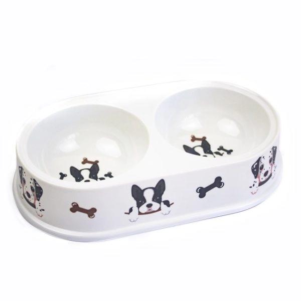 Imagen que muestra el producto Comedero Redondo Doble Pequeño Para Mascotas. Comedero doble para mascotas. Material: Melamina Color: Disponible en la foto Disponible: Razas pequeñas