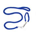 Imagen que muestra el producto Collar De Ahogo Trenzado Para Mascotas. Collar con correa, cuenta con diseño tejido, cadena ajustable en el cuello y gancho para fijar al colllar. Material: Poliéster, metal                                                                                                    Color: Azul, rojo, negro, rojo con negro, rojo con azul, azul con negro                                                                        Disponible: Razas pequeñas y medianas Medidas: Trailla 1,30 cm* Ancho 2,5 cm Collar Largo 35cm* Ancho 2,5cm