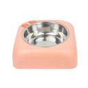 Imagen secundaria del producto Comedero Cuadrado Con Bowl. Comedero cuadrado con bowl removible, cuenta con adhesivos para decorar a los costados y piezas antideslizantes. Material: Plástico, metal Color: verde, azul, naranja Disponible: Razas pequeñas