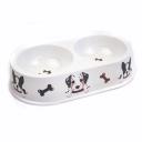 Imagen que muestra el producto Comedero Redondo Doble Para Mascotas. Comedero doble para mascotas. Material: Melamina Color: Disponible en la foto Disponible: Razas pequeñas