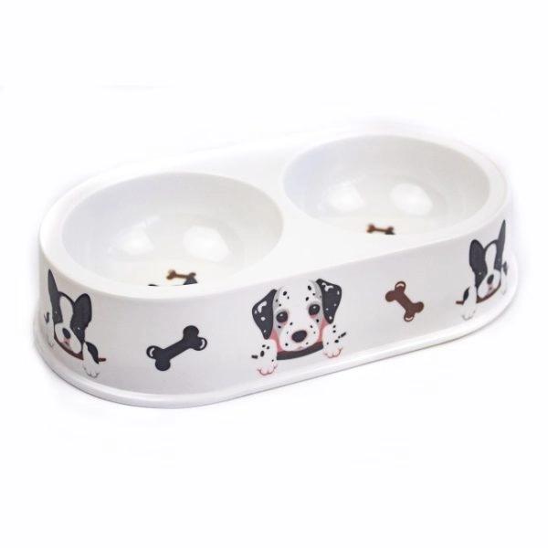 Imagen que muestra el producto Comedero Redondo Doble Para Mascotas. Comedero doble para mascotas. Material: Melamina Color: Disponible en la foto Disponible: Razas pequeñas