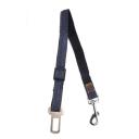 Imagen que muestra el producto Correa Para Broche Del Carro Para Mascotas. Correa para mascotas, cuenta con hebilla ajustable, gancho para fijar al arnés o correa y gancho para fijar a la ranura del cinturón de seguridad del coche. Material: Mezclilla, metal Color: Azul, rojo, negro                                                                                Disponible: Razas pequeñas.Medidas: Largo 46cm* Ancho 2cm