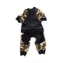 Imagen que muestra el producto Enterizo Fbi Para Mascotas. Enterizo para mascotas con estampado camuflado FBI. Material: Poliéster, algodón                                                 Color: Verde                                                              Disponible: Razas pequeñas.