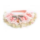 Imagen secundaria del producto Cuello Con Moño Para Mascotas. Collar con moño en el centro y cinta de tela ajustable.  Material: Poliéster   Color: morado, rosado, negro  Disponible: Razas pequeñas Medidas: Talla S : Largo20 cm *Ancho 8 cm  Talla M: Largo25 cm *Ancho11 cm