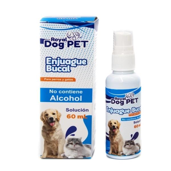Imagen que muestra el producto Enjuague Para Mascotas 60Ml. Solución indicada en perros y gatos para el control del mal aliento. Presentación: Frasco x 60 ml. Disponible: Para perros y gatos de todas las razas.