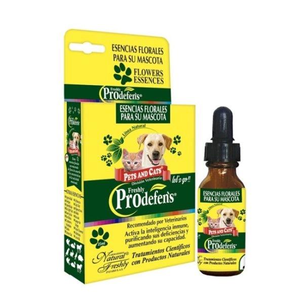 Imagen que muestra el producto Esencia Prodefens Lets Go Natural Freshly 25 Ml. Esencia Prodefens lets go Natural Freshly activa la inteligencia inmune, purificando sus deficiencias y aumentando su capacidad. Ingredientes: Armonica asociación de esencias florales.  Presentación: Frasco x 25 ml con gotero Disponible: Para perros y gatos de todas las razas y edades.