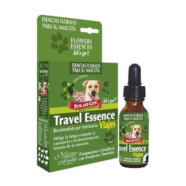Imagen que muestra el producto Esencia Travel Essence Natural Freshly 25 Ml. Esencia Travel Essence Natural Freshly equilibran mente y cuerpo. Mitiga la fatiga evitando el cansacio de su mascota causada por los viajes. Ingredientes: Armonica asociación de esencias florales.  Presentación: Frasco x 25 ml con gotero Disponible: Para perros y gatos de todas las razas y edades.