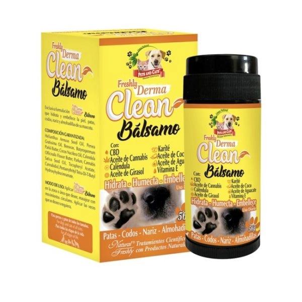 Imagen que muestra el producto Freshly Derma Clean Balsamo Roll On Natural Freshly 56G. Freshly Derma Clean Balsamo Roll On Natural Freshly hidrata y embellece la piel, patas, codos, nariz y almohadillas de su mascota. Ingredientes: CBD, aceite de cannabis, caléndula, aceite de girasol, karité, aceite de coco, aceite de eucalipto, vitamina E.                                                                                                                                    Presentación: Frasco x 56 g.                                                                                                                                                                                                       Disponible: Para perros y gatos de todas las razas y edades.