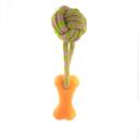 Imagen secundaria del producto Juguete Bola Cuerda Con Hueso Para Mascotas. Juguete mordaza, cuenta con cuerda en forma de nudo y hueso con textura, ideal para que tu mascota pueda limpiar sus dientes mientras se divierte. Material: Plástico, Poliéster Color: Verde, azul, rojo, naranja. Disponible: Razas medianas y grades.