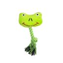 Imagen que muestra el producto Juguete Con Mordaza Para Mascotas. Peluche con cuerda de mordaza en la parte inferior. Material: Poliéster Color: Verde, rosado Disponible: Razas pequeñas