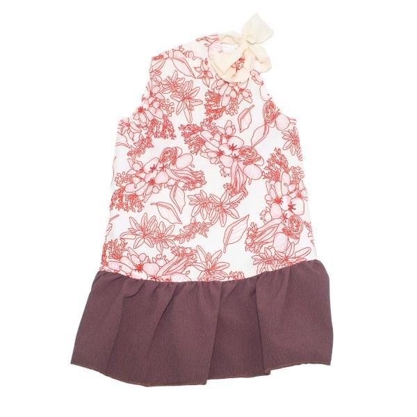 Imagen que muestra el producto Vestido Estampado Con Moño Talla S. Vestido con moño con estampados de flores para mascotas. Material: Poliester Color/Estamapado: Flores rosadas, flores azules, flores verdes. Disponibles: Razas pequeñas y medianas