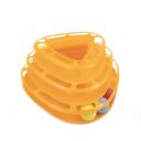 Imagen que muestra el producto Juguete Interactivo Pista De Pelotas Para Mascotas. Juguete interactivo pista de pelotas en forma de torre que cuenta con pelotas distribuídas por los tres niveles. Material: Plástico Color: Naranja, azul, rosado Disponible: Razas pequeñas