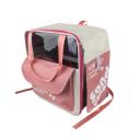 Imagen secundaria del producto Maleta Para Transportar Mascotas. Maleta con visor delantero impermeable y laterales en malla con alas de tela y velcro, bolsillo delantero grande con velcro y tapete interno que brinda mayor estabilidad. Se puede llevar como bolso o maleta. Material: Mezclilla, vinilo, malla Color: Verde, azul, amarillo, rosado Disponible: Razas pequeñas de hasta 10-15 kg