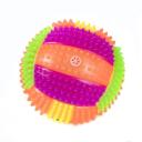 Imagen que muestra el producto Pelota Voleibol Para Mascotas. Pelota chillona con luz ld interna. Material: Plástico Color: Naranja, amarillo, rosado, verde Disponible: Razas pequeñas y medianas.