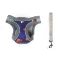 Imagen que muestra el producto Pechera Con Velcro Para Mascotas. Pechera estampada con velcro ajustable, broche de seguridad y anillos tipo D para ajustar la correa. “Material: Poliéster Color: Rosado con gris, azul con café Estampado: Marvel, Paw Patrol, perritos Disponible: Razas pequeñas y medianas.”