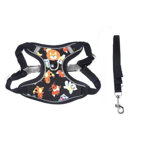 Imagen que muestra el producto Pechera Tipo Chaleco Estampado Para Mascotas. Pechera estampada con velcro ajustable, broche de seguridad y anillos tipo D para ajustar la correa  Material: Poliéster Estampado: Marvel, Paw Patrol, Pokemon, Dragon Ball.  Disponible: Razas pequeñas y medianas.