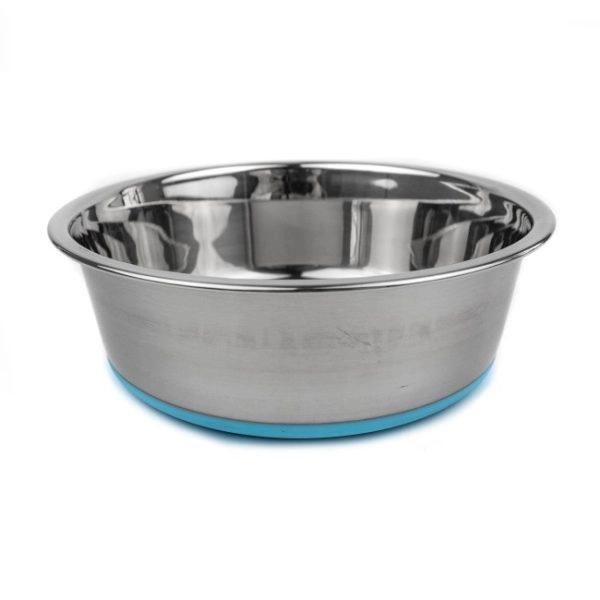 Imagen que muestra el producto Tazon De Comida Con Base Antideslizante Para Mascotas. Tazón redondo fácil de limpiar, para comida o bebida. Material: Acero inoxidable                                                                                                                                                                                                                                                                                                                                                               Color: Azul, rosado, negro                                                                                                                                                                                                                                                                                                              Disponible: Razas pequeñas, medianas, grandes