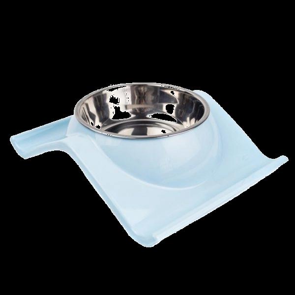 Imagen que muestra el producto Comedero Elevado Con Bowl. Comedero elevado con bowls removibles. Material: Plástico, acero inoxidable Color: Rosado, verde, azul DIsponible: Razas pequeñas y medianas