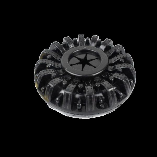 Imagen que muestra el producto Juguete Dona Para Mascotas. Juguete dona con orificio para agregar premios. Material: Plástico                                                                                                                         Color: Azul, negro, rojo                                                                                                                               Disponible: Razas medianas y grandes