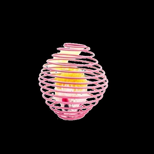 Imagen que muestra el producto Pelota Ratón Para Mascotas. Pelota de alambre con ratón de felpa. Material: Alambre, Poliéster Color: Rojo, azul, rosa Disponible: Razas pequeñas