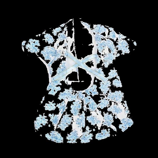 Imagen que muestra el producto Vestido De Flores Mascotas. Vestido de flores para mascotas, cuenta con botones. Material: Poliéster Color: Rosado, azul. fucsia Disponible: Razas pequeñas y medianas.